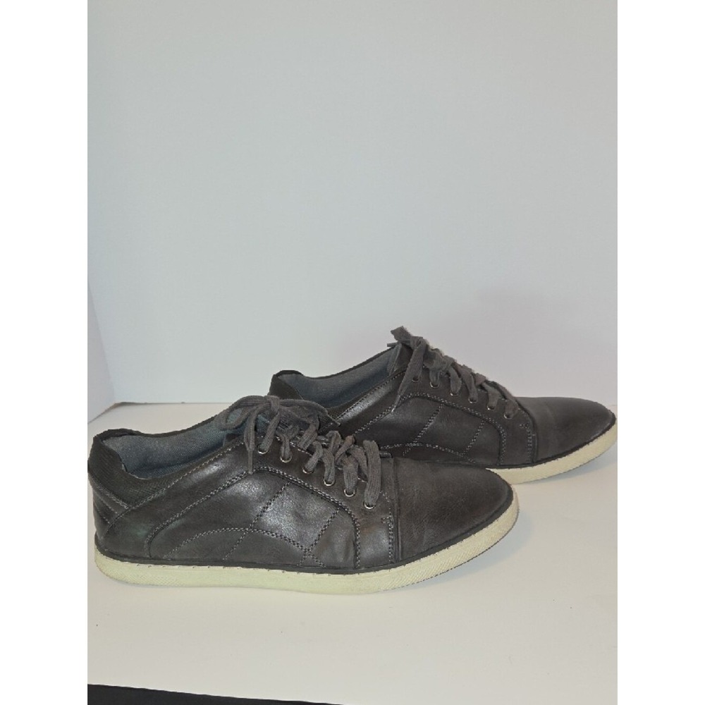 Steve Madden Gray Leather Sneakers Men's Sz 9 Lace Up Low Top Casual Comfort